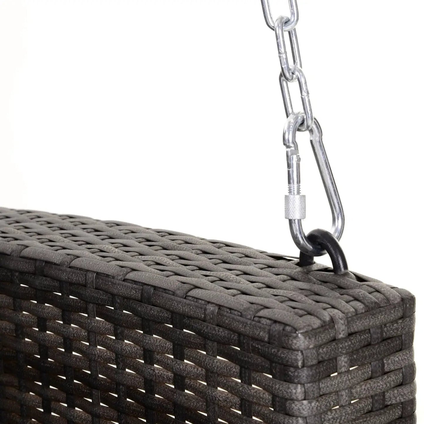 Grey Tones Wicker Porch Swing 7ft Hanging Chain with Dark Grey Padded Cushion - Tampa Home & Garden Store