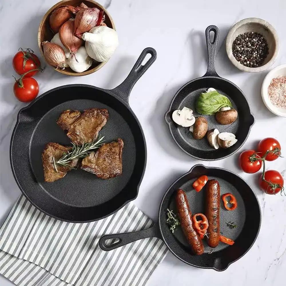 Cast iron skillet set of three (6, 8, 10 in) by HomePacific in black finish on Tampa Home & Garden Store