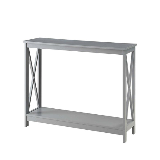 Grey Wood Console Sofa Table with Bottom Storage Shelf - Tampa Home & Garden Store