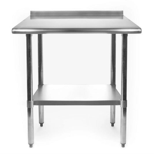 Heavy Duty 30 x 24 Stainless Steel Prep Table with backsplash and lower shelf on Tampa Home & Garden Store