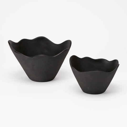Gemma Catchall sculptural bowl set in matte black, two-piece centerpiece on Tampa Home & Garden Store