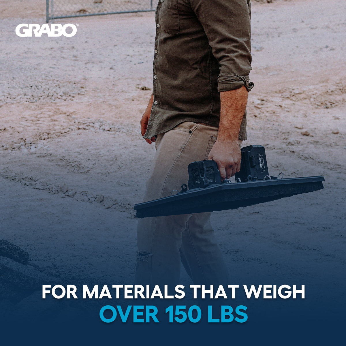 GRABO Smart Cut Foam Seal 400 suction grip tool carried by worker at construction site on Tampa Home & Garden Store