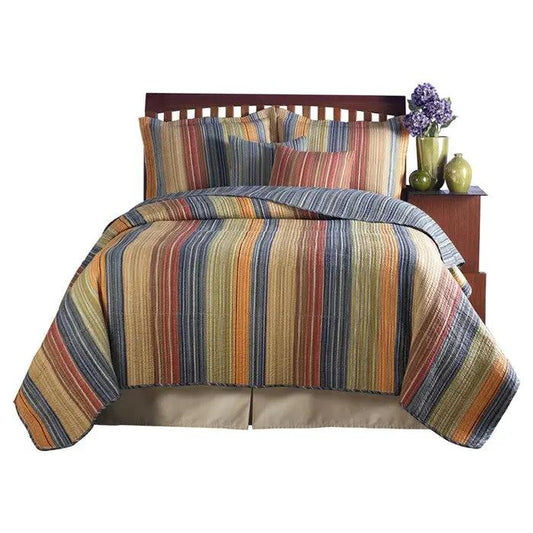 Full/Queen 100% cotton quilt set with vibrant multicolor stripes on Tampa Home & Garden Store