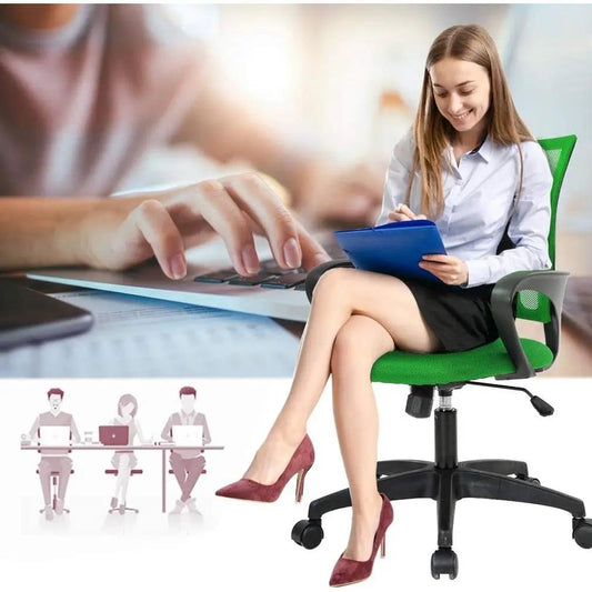 Green mid-back ergonomic mesh office chair on wheels by HomePacific on Tampa Home & Garden Store