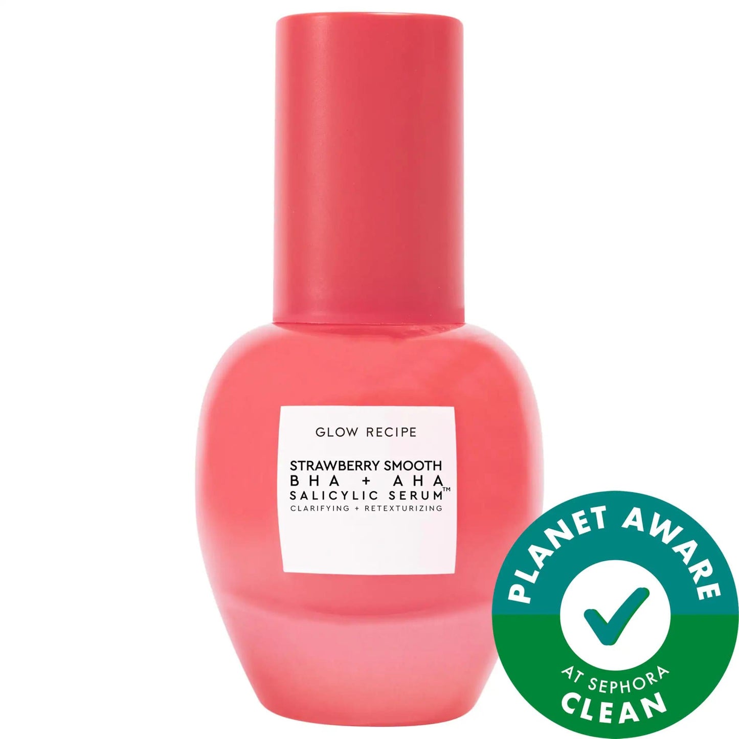 Strawberry Smooth BHA + AHA Salicylic Serum by Glow Recipe, pink bottle on Tampa Home & Garden Store