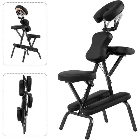 Black HomePacific portable massage tattoo chair with bag, adjustable headrest, folding frame on Tampa Home & Garden Store