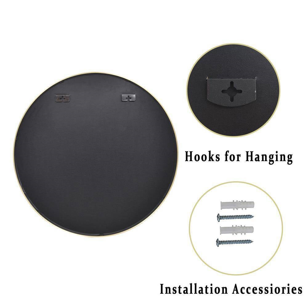 Espejo de pared circular para baño de 30 pulgadas con marco dorado