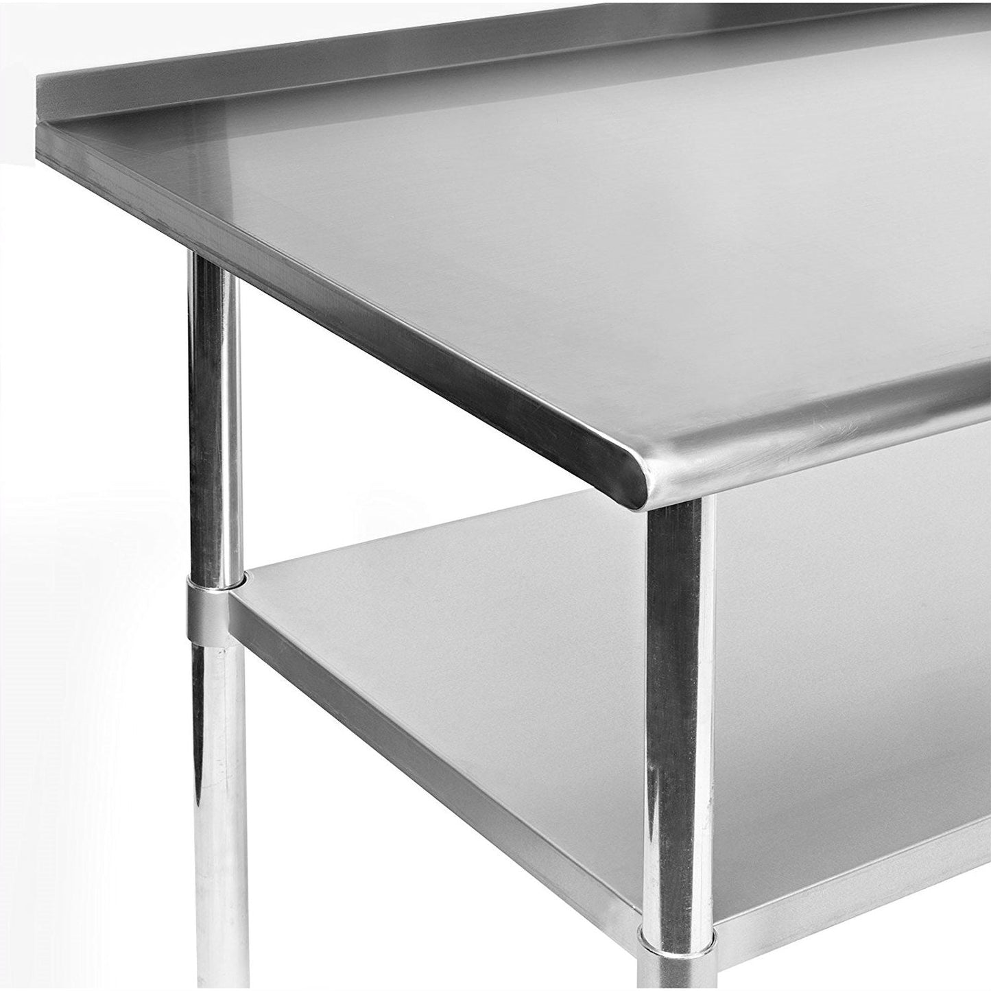 Mesa de trabajo de preparación de cocina de acero inoxidable de 72 x 24 pulgadas con salpicadero