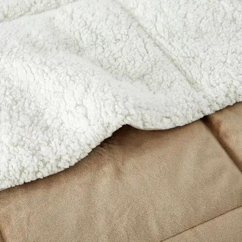 Queen Plush Microfiber Reversible Comforter Set in Gold - Tampa Home & Garden Store