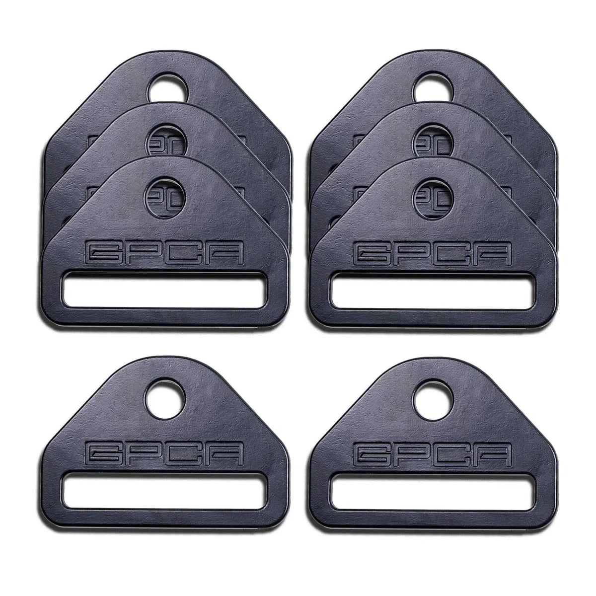GPCA tie-down D-plate car gear storage, black plastic, six-pack on Tampa Home & Garden Store