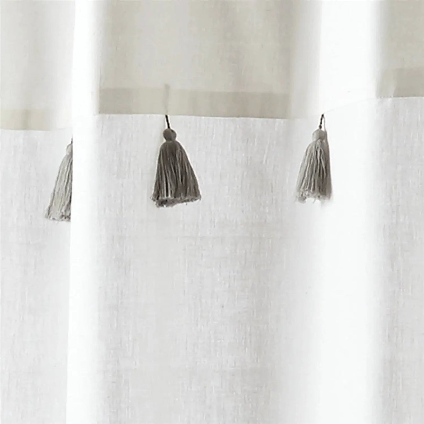 72-inch Grey and White Stripes Cotton Shower Curtain with Tassels - Tampa Home & Garden Store