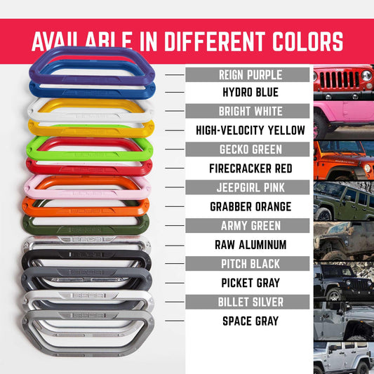 GP-Grip PRO Foldable Color Handles for Jeep Wrangler by GPCA; rainbow stacked handles on Tampa Home & Garden Store