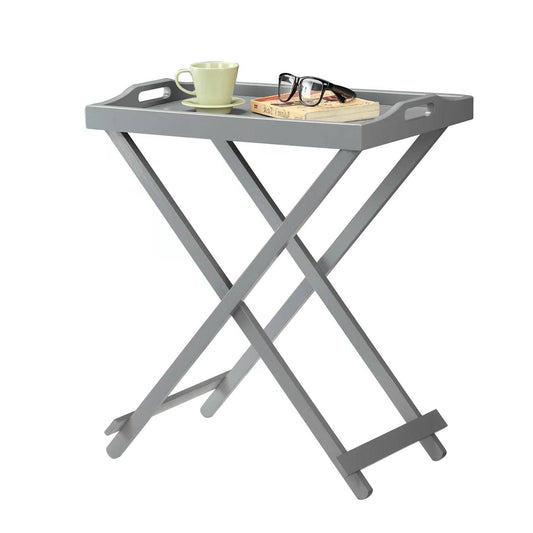 Folding TV Tray Bedside Table in Grey Wood Finish - Tampa Home & Garden Store