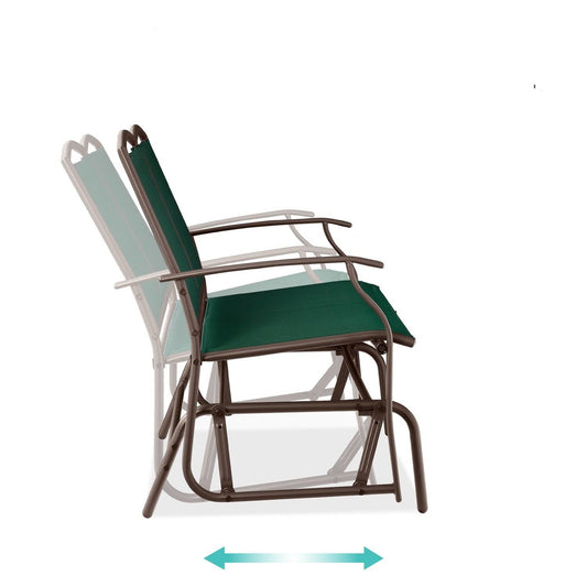 2 Seat Mesh Patio Loveseat Swing Glider Rocker with Armrests in Hunter Green - Tampa Home & Garden Store