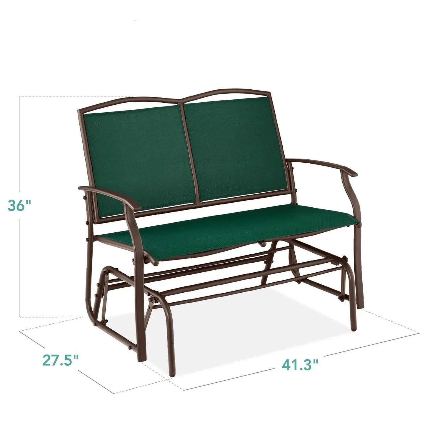 2 Seat Mesh Patio Loveseat Swing Glider Rocker with Armrests in Hunter Green - Tampa Home & Garden Store