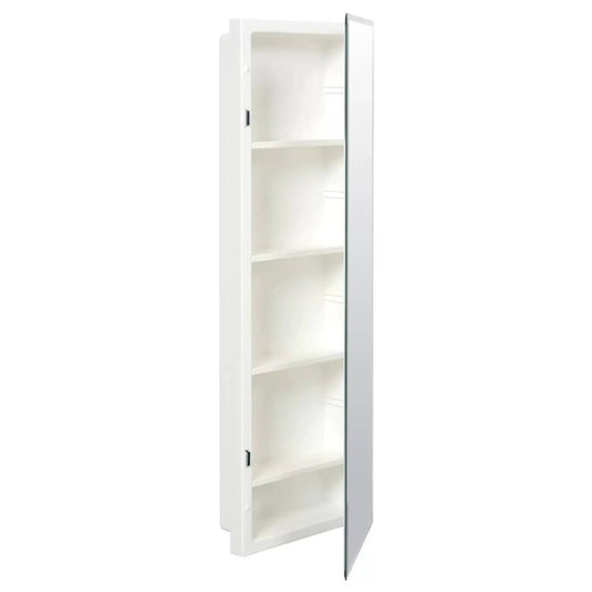 Narrow frameless medicine cabinet mirror 12x36, white cabinet with glass door on Tampa Home & Garden Store