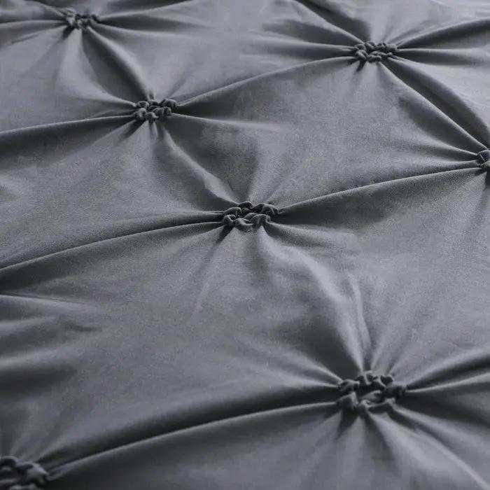 King Size All Season Pleated Hypoallergenic Microfiber Reversible 3 Piece Comforter Set in Gray - Tampa Home & Garden Store