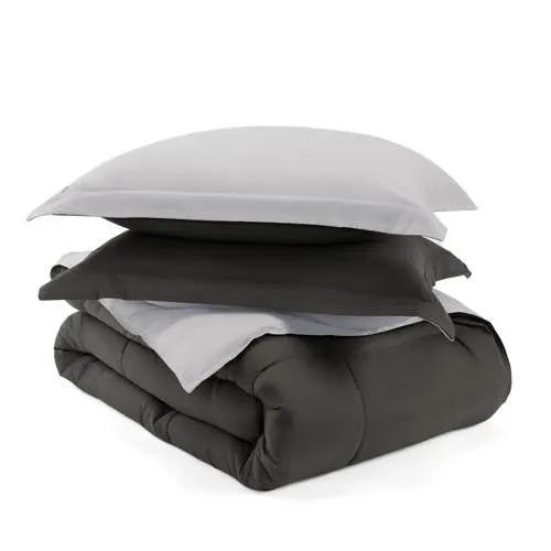 Full/Queen 3-Piece Microfiber Reversible Comforter Set in Grey / Light Grey - Tampa Home & Garden Store