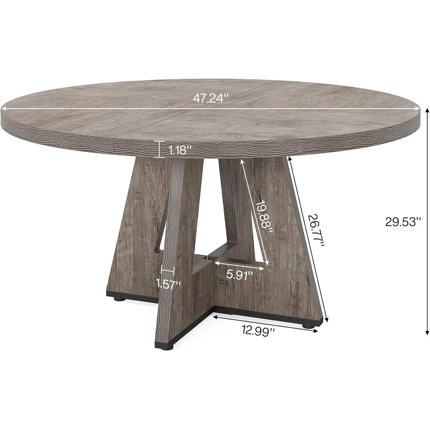 Modern Kitchen 4-Person Circular Dining Table in Grey Wood Finish - Tampa Home & Garden Store