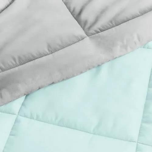 Full/Queen size 3-Piece Microfiber Reversible Comforter Set Aqua Blue and Grey - Tampa Home & Garden Store