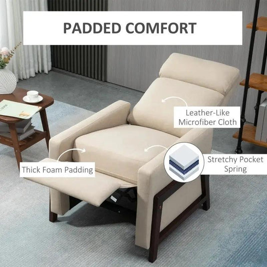 Modern Upholstered Manual Reclining Sofa Grey by HomePacific, leather-like microfiber foam on Tampa Home & Garden Store