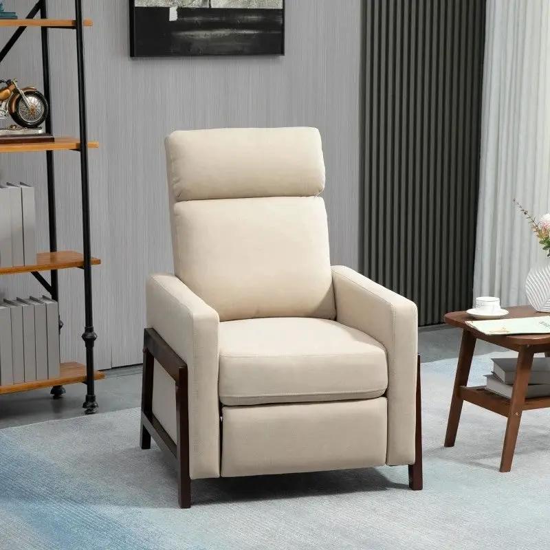 Modern Upholstered Manual Reclining Sofa Chair w/ Armrest and Footrest Grey - Tampa Home & Garden Store