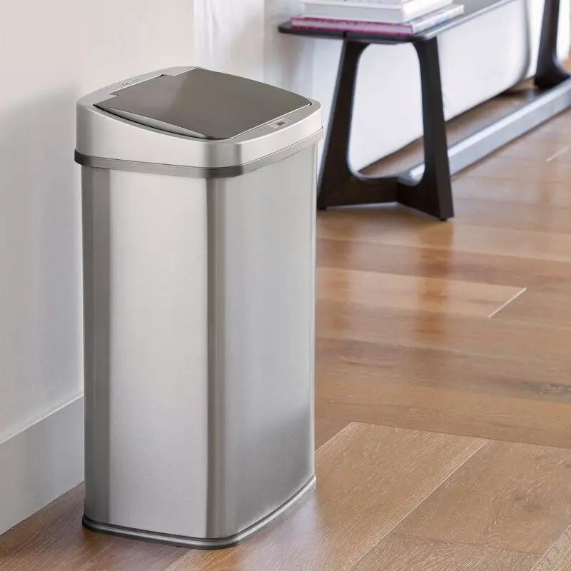 Grey 13-Gallon Stainless Steel Kitchen Trash Can with Motion Sensor Lid - Tampa Home & Garden Store