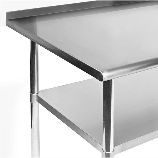 Stainless steel prep table 72 x 30 with backsplash for commercial kitchen on Tampa Home & Garden Store