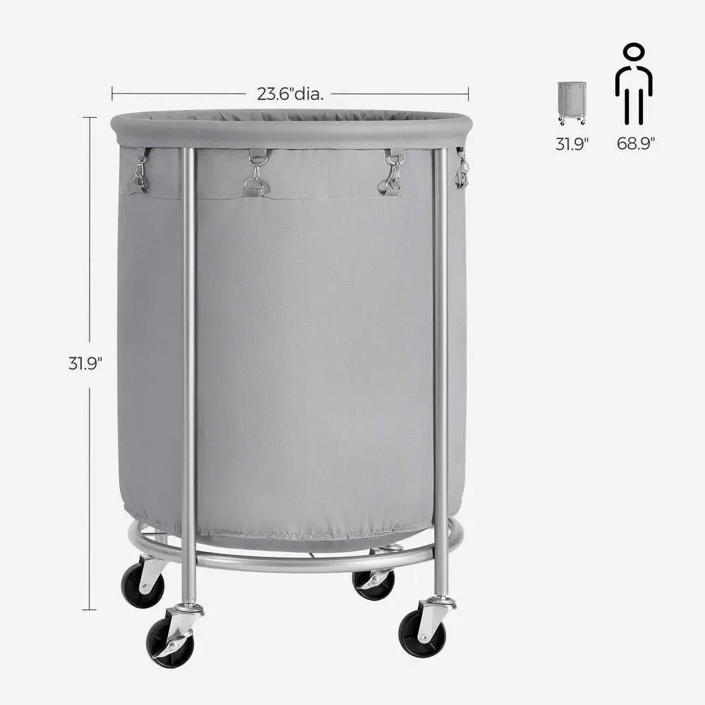Round 45-Gallon Laundry Hamper on Wheels with Grey Fabric Bag and Metal Frame HomePacific on Tampa Home & Garden Store