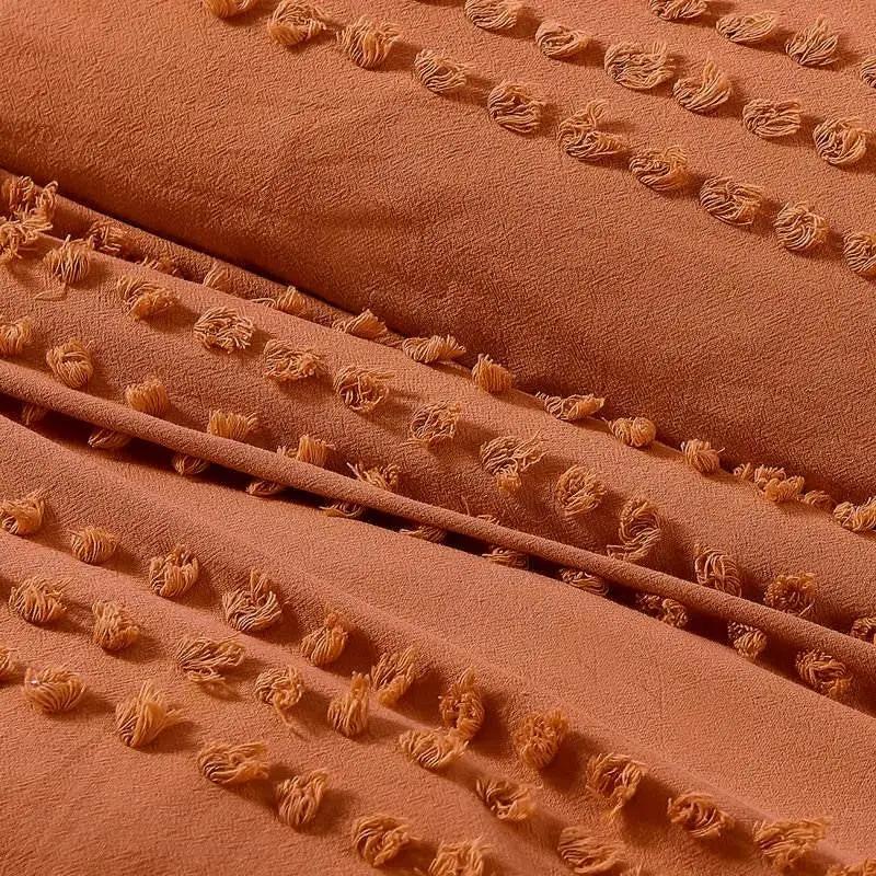 King size 5-Piece 100-Percent Cotton Clip Dot Comforter Set in Brick Orange - Tampa Home & Garden Store