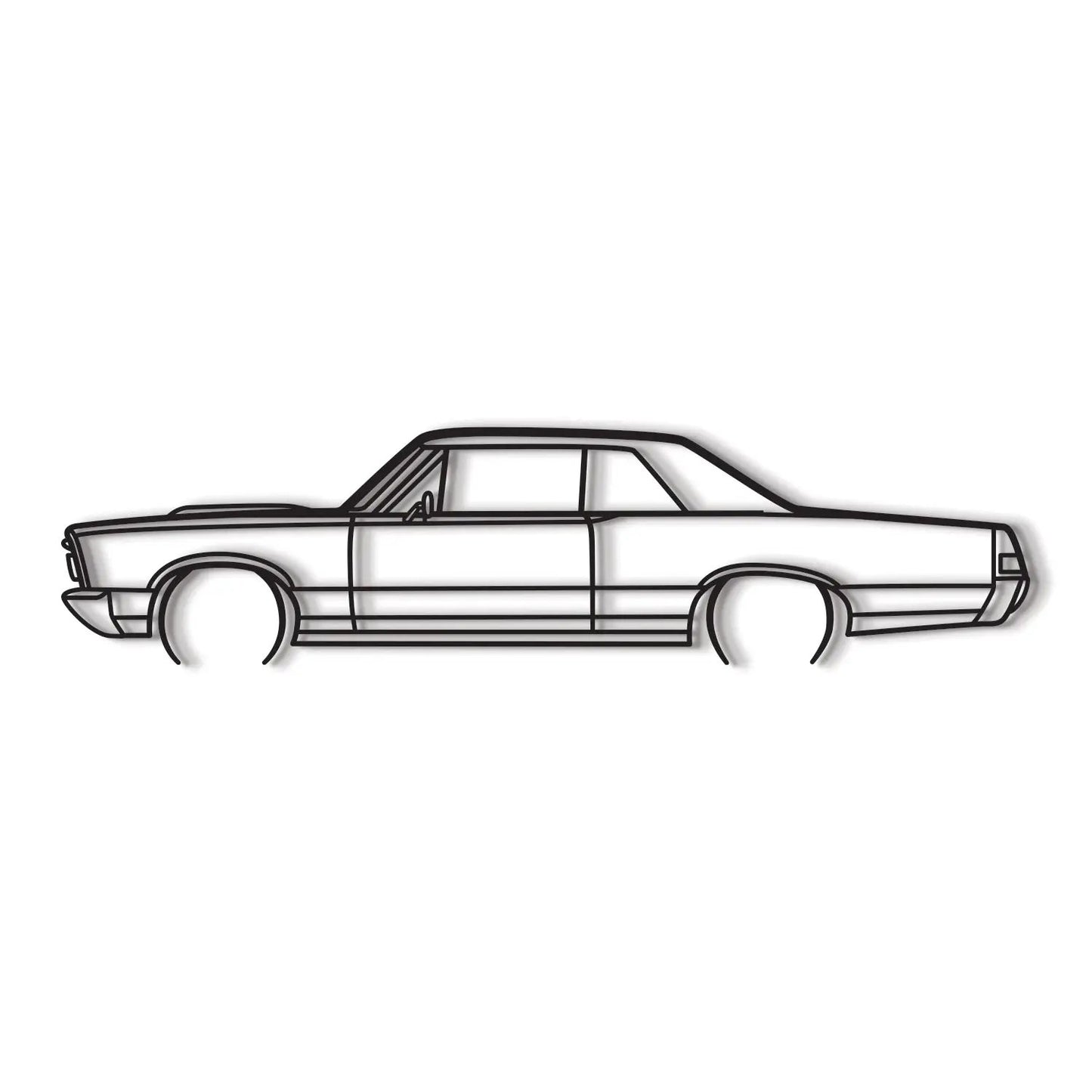 1965 GTO Metal Car Wall Art MT0074 by Modello Turbo, black line-art wall decor on Tampa Home & Garden Store