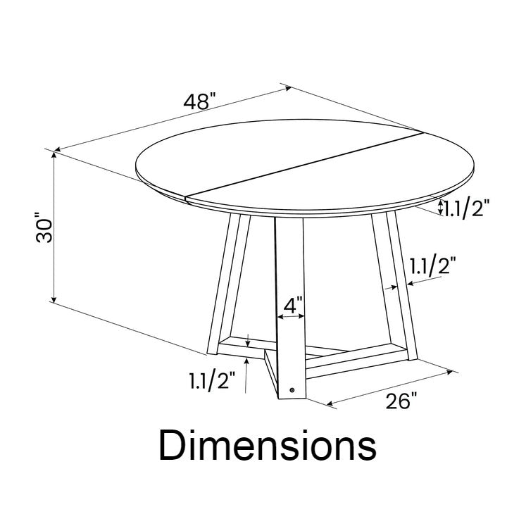 Mesa de comedor redonda escandinava de madera maciza de 48 pulgadas en tono claro