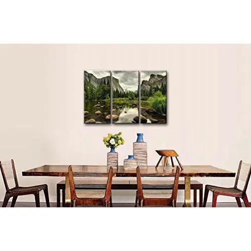 Yosemite Mountain Stream 3-Piece Wall Art Framed Print on Canvas - Tampa Home & Garden Store