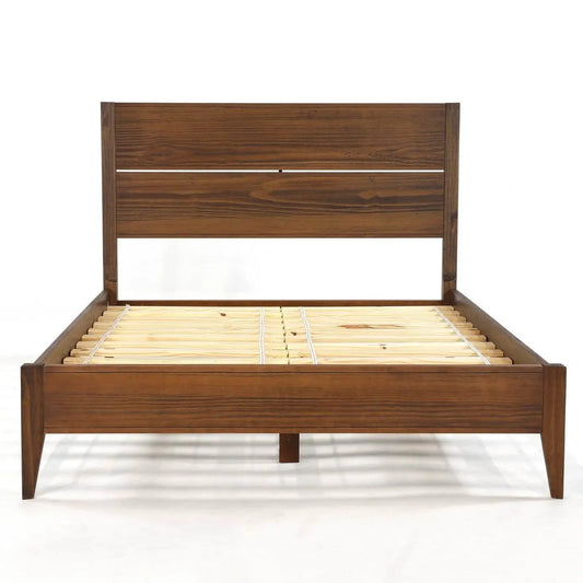 Queen Size Rustic Walnut Mid Century Slatted Platform Bed on Tampa Home & Garden Store