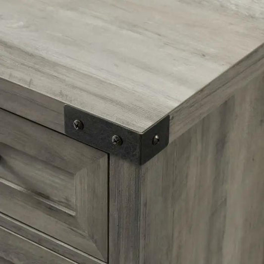 Rustic Farmhouse Barn Door Storage Cabinet gray-washed wood with metal brackets HomePacific on Tampa Home & Garden Store