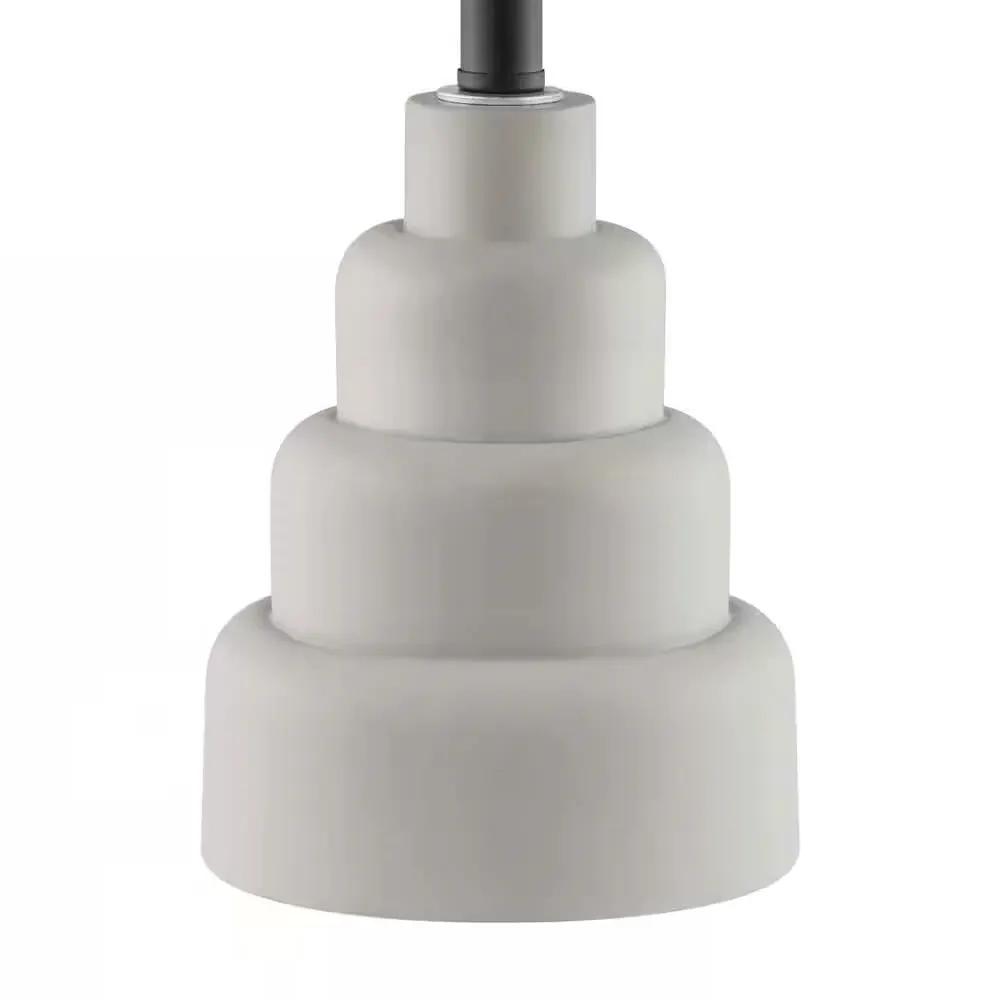 Small Grey Desk Light Table Lamp with White Fabric Shade for Bedside Nightstand - Tampa Home & Garden Store