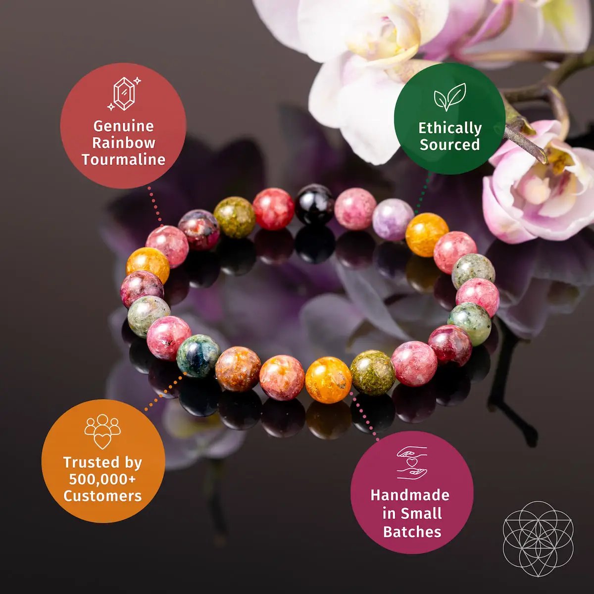 Bracelet Spiral Breaker Rainbow Tourmaline multicolor beads Conscious Items on Tampa Home & Garden Store