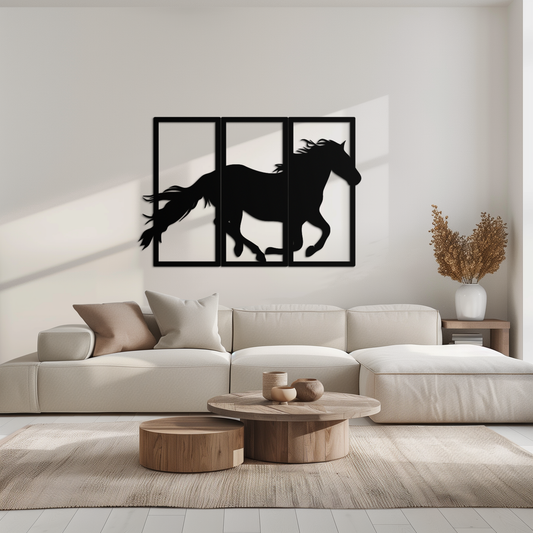 Galloping Horse Metal Wall Art – 3-Panel Western Decor - KAF270 - Tampa Home & Garden Store