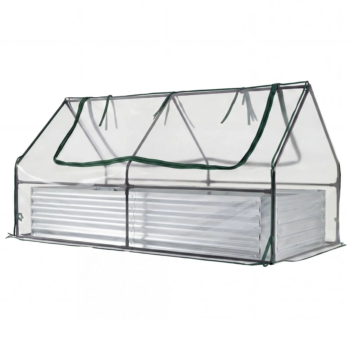 Galvanized raised garden bed with clear cover, DirectDeals greenhouse frame on Tampa Home & Garden Store