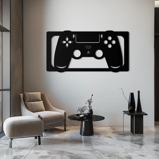Gamer Controller Metal Wall Art in black silhouette for modern gaming room decor on Tampa Home & Garden Store