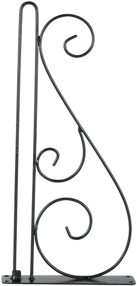 Garden flag scroll bracket 14 in black metal with decorative scrollwork and mounting base on Tampa Home & Garden Store
