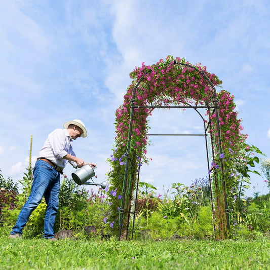 7.5 Feet Garden Arch Trellis with PE Coated Metal Structure - Tampa Home & Garden Store
