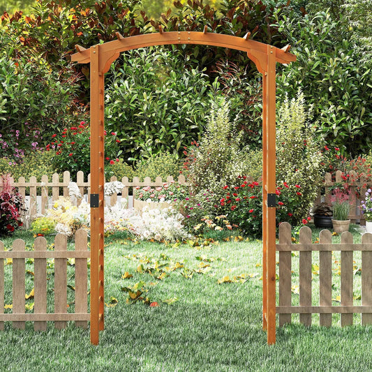 Wooden garden arch arbor 7 ft in natural fir wood by DirectDeals for climbing plants on Tampa Home & Garden Store