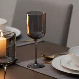 Smoky stemmed wine glass set of four in smoky gray glass by little white dish on Tampa Home & Garden Store