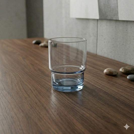 Elegant blue rock glass tumbler set of four on a wooden table on Tampa Home & Garden Store