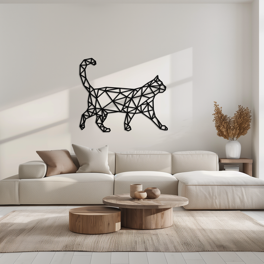 Geometric Cat Metal Wall Art - Modern Feline-Inspired Decor - KAF116 - Tampa Home & Garden Store