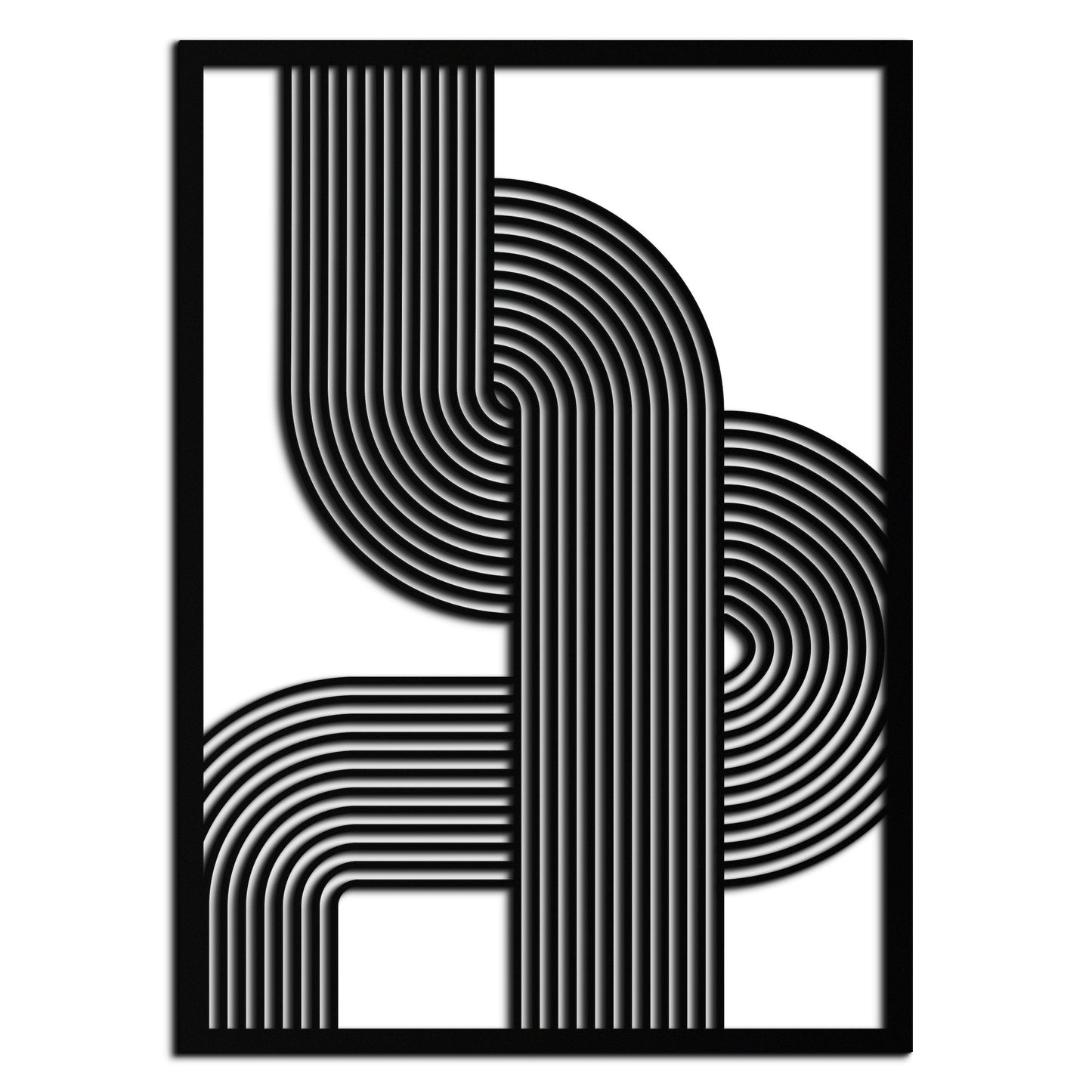 Geometric Curve Panel Metal Wall Art – Modern Abstract Steel Decor- KAF364 - Tampa Home & Garden Store
