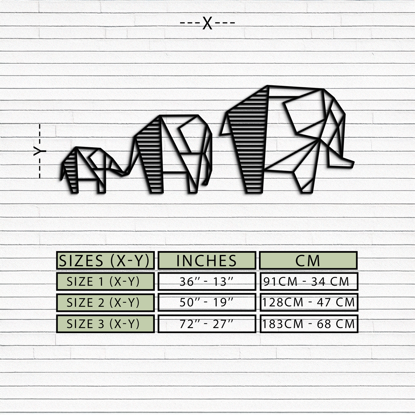 Geometric Elephant Family Metal Wall Art - Modern Minimalist Decor- KAF166 - Tampa Home & Garden Store