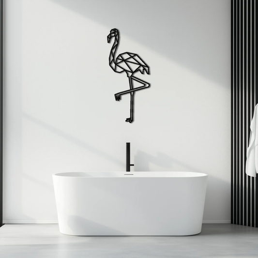 Geometric Flamingo Metal Wall Art - Modern Minimalist Steel Decor - KAF110 - Tampa Home & Garden Store