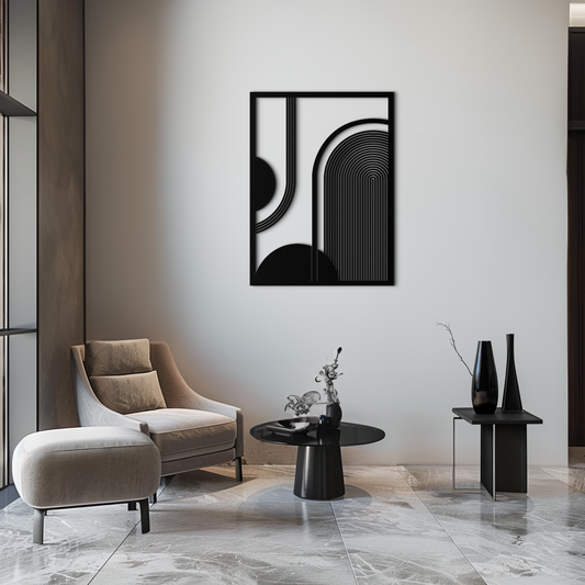 Geometric Half-Circle Metal Wall Art – Minimalist Arch & Shape Design- KAF365 - Tampa Home & Garden Store